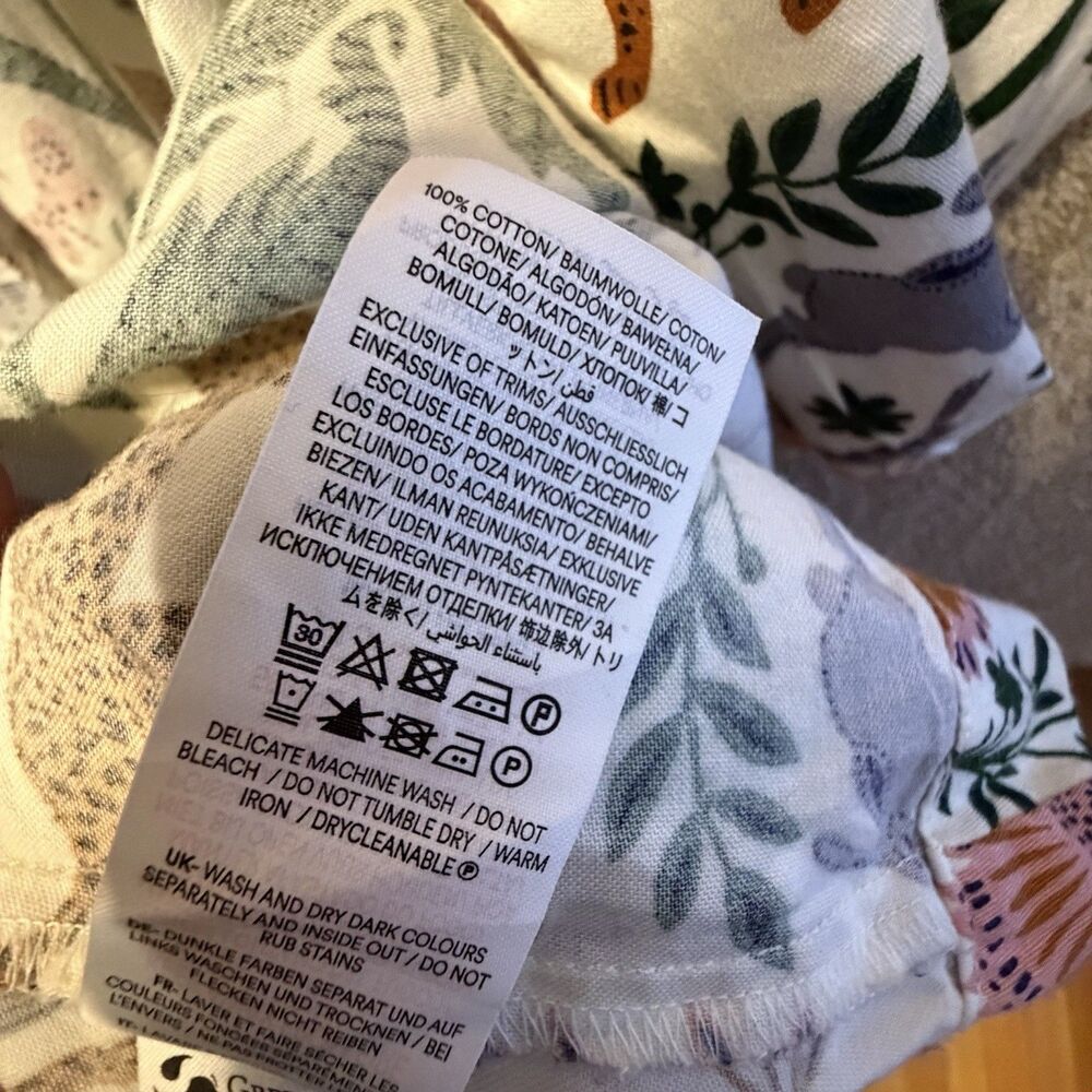 Boden Cotton Dressing Gown Robe L Large Leopard Sunflower Whimsical Cottagecore - Picture 8 of 10